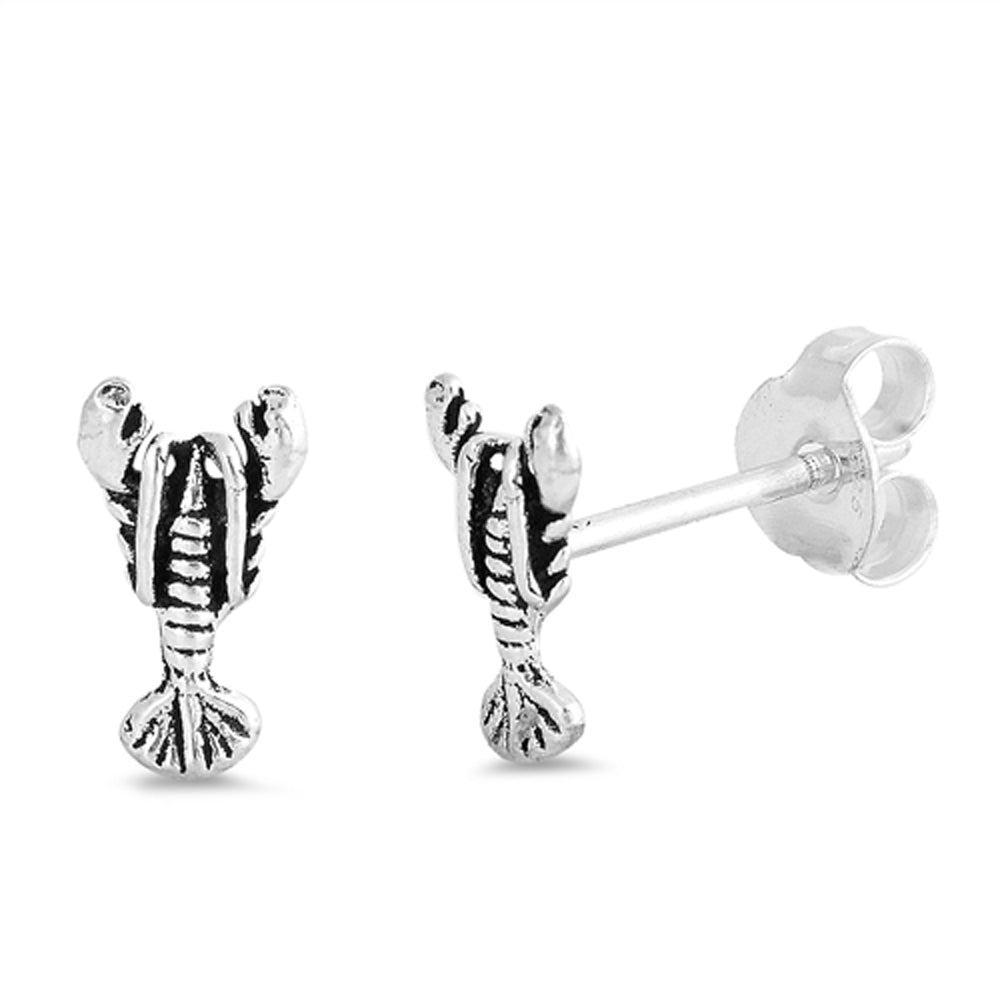 Sterling Silver Shellfish Lobster Claw Animal Ocean Stud Earrings 925 New
