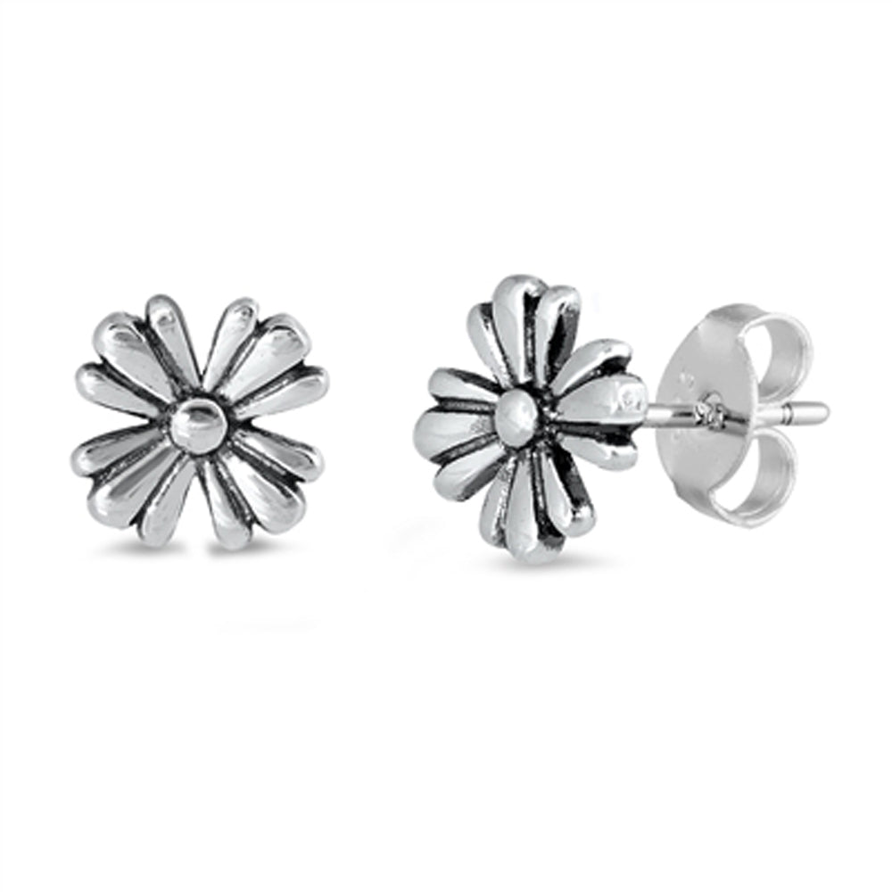 Sterling Silver Cute Flower Daisy Nature Classic Stud Earrings 925 New