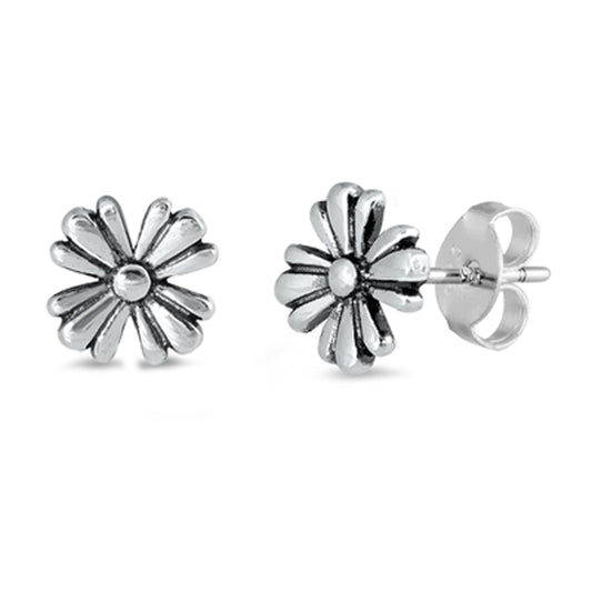 Sterling Silver Cute Flower Daisy Nature Classic Stud Earrings 925 New