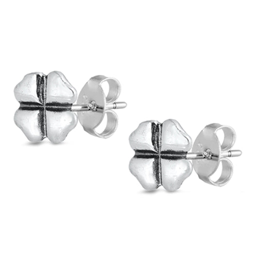 Sterling Silver Four Leaf Clover Shamrock Lucky Good Luck Earrings 925 New