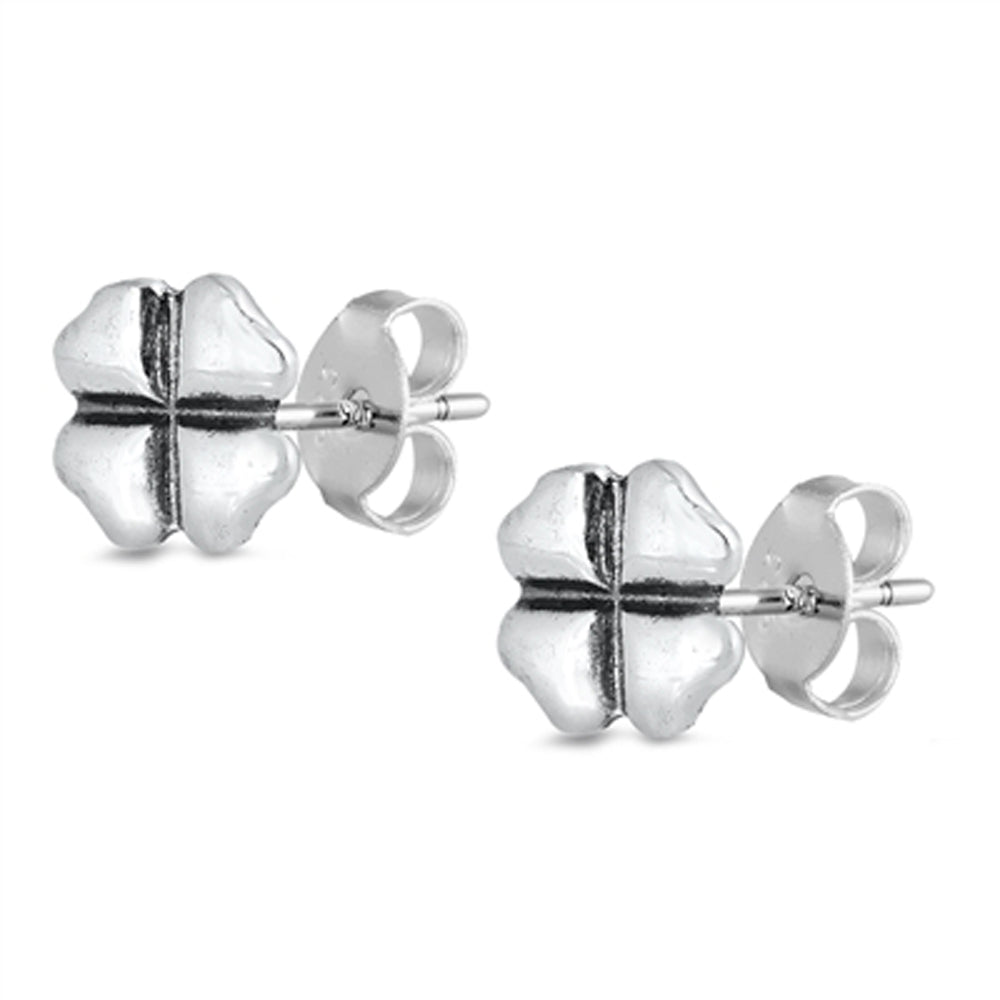 Sterling Silver Four Leaf Clover Shamrock Lucky Good Luck Earrings 925 New
