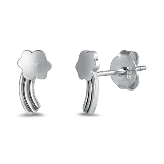 Sterling Silver Rainbow Cloud Weather Cute High Polished Stud Earrings 925 New