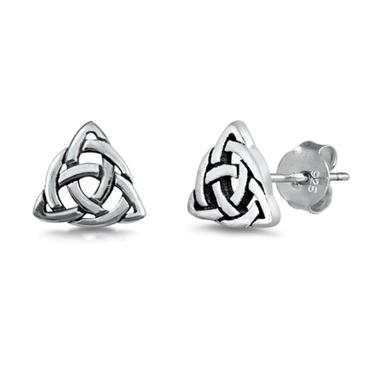 Sterling Silver Celtic Triquetra Trinity Knot Triangle Classic Love Earrings 925