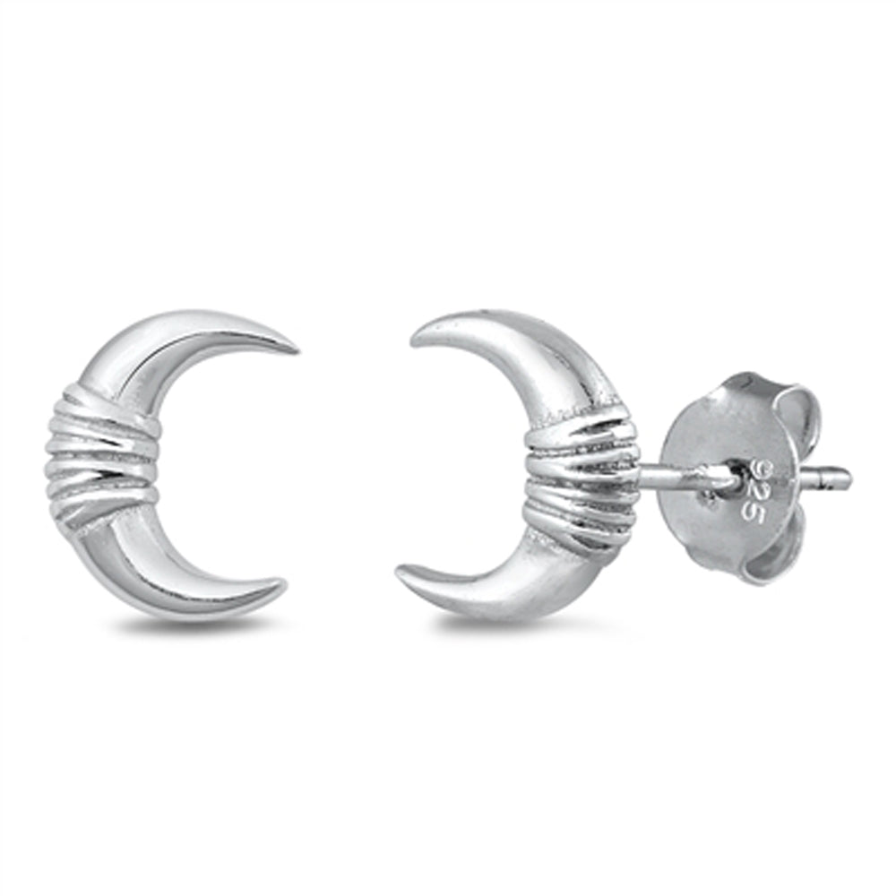 Sterling Silver Wrapped Crescent Moon Horn Rope Knot Weave Boho Earrings 925 New