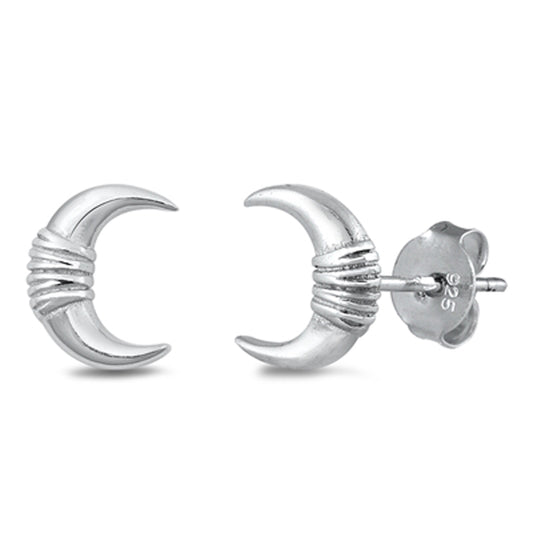 Sterling Silver Wrapped Crescent Moon Horn Rope Knot Weave Boho Earrings 925 New