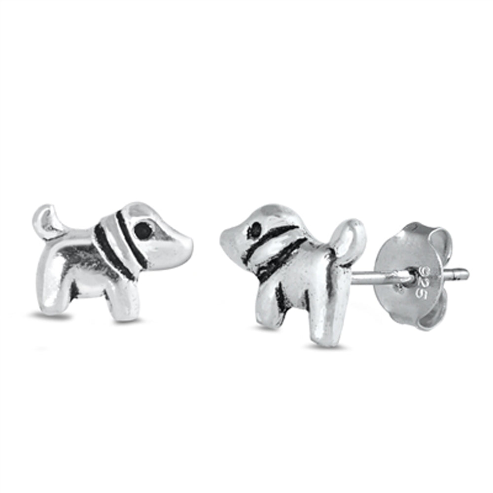 Sterling Silver High Polished Dog Animal Pet Cute Stud Earrings 925 New
