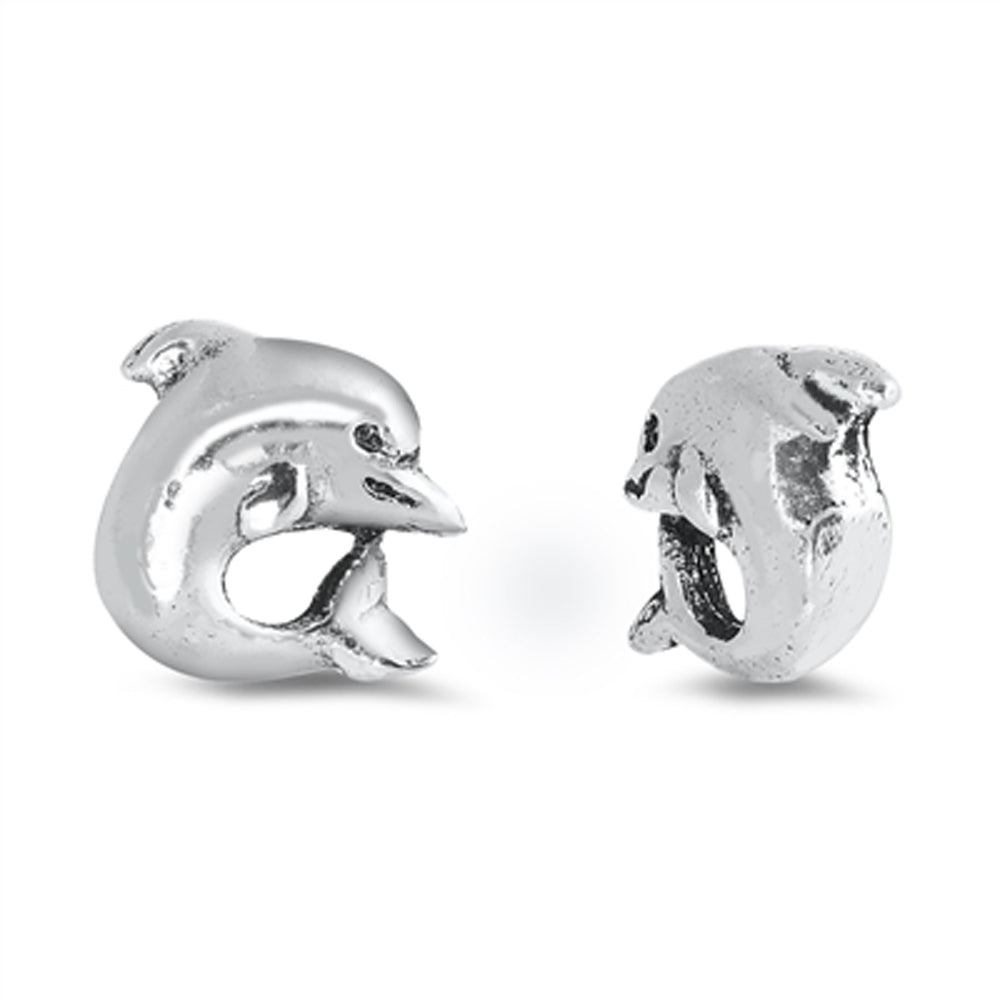 Sterling Silver High Polished Dolphin Animal Cute Ocean Earrings 925 New