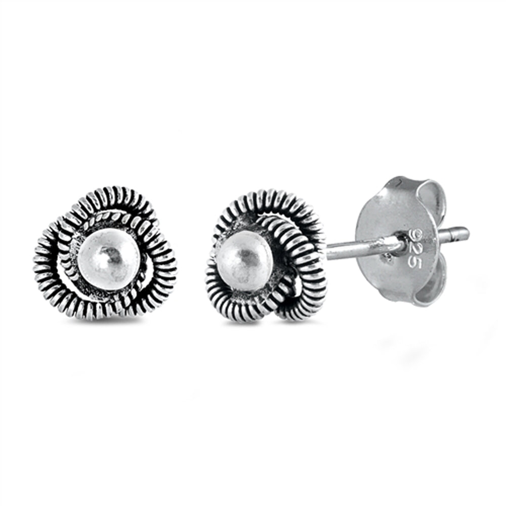 Sterling Silver Trinity Loop Knot Weave Coil Stud Earrings 925 New