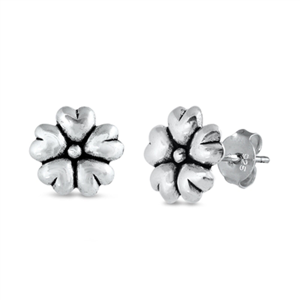 Sterling Silver Cute Flower Promise Heart Love Petal Stud Earrings 925 New