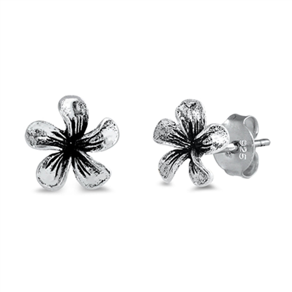 Sterling Silver Plumeria Flower Nature Garden Tropical Stud Earrings 925 New