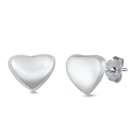 Sterling Silver Puffy Heart Promise Love Classic Simple Earrings 925 New