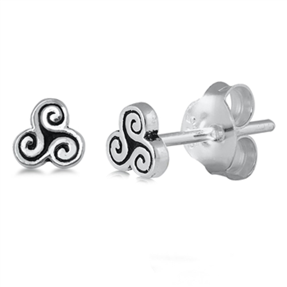 Sterling Silver Oxidized Celtic Triquetra Filigree Swirl Spiral Trinity Earrings