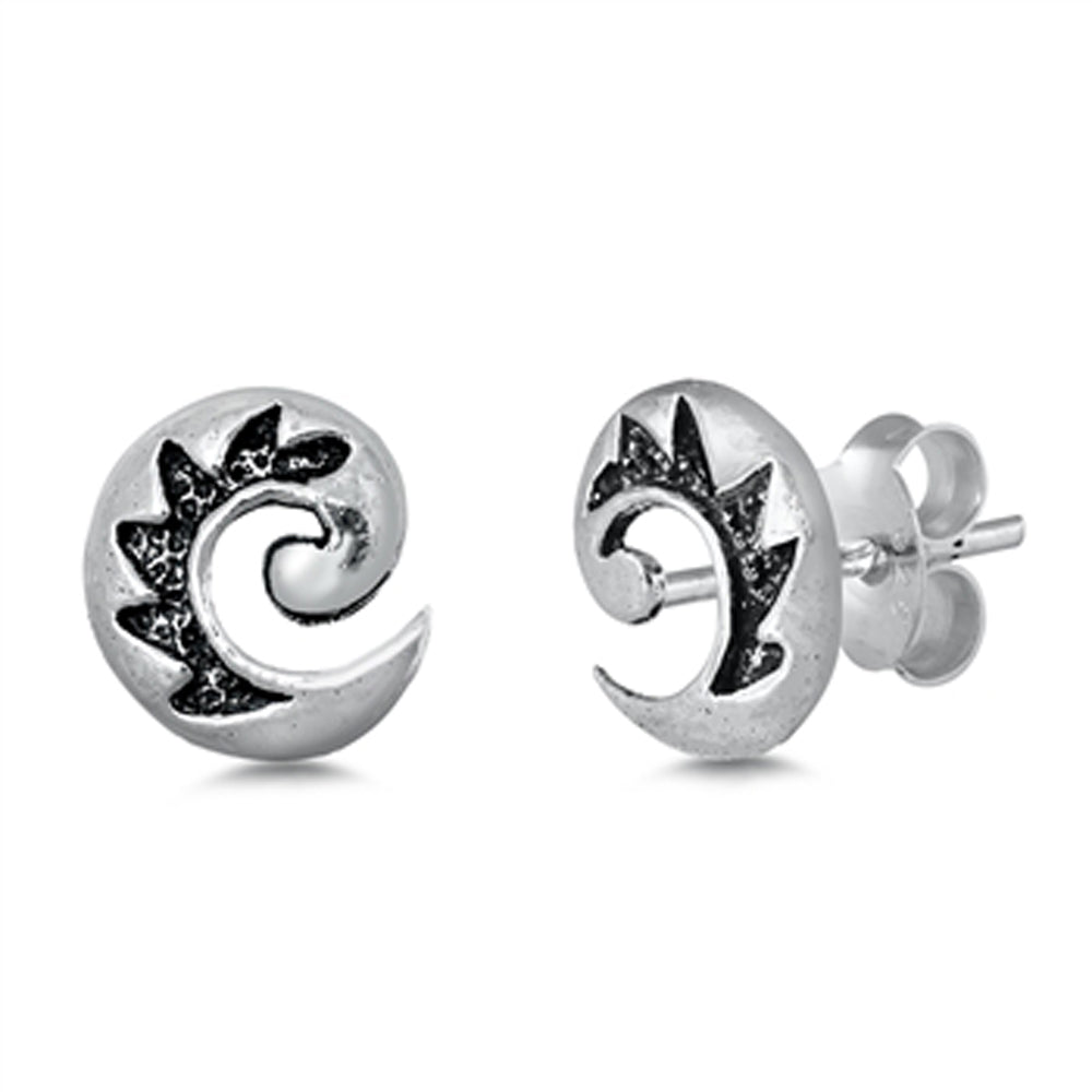 Sterling Silver Unique Swirl Spiral Zig Zag Unique Stud Earrings 925 New
