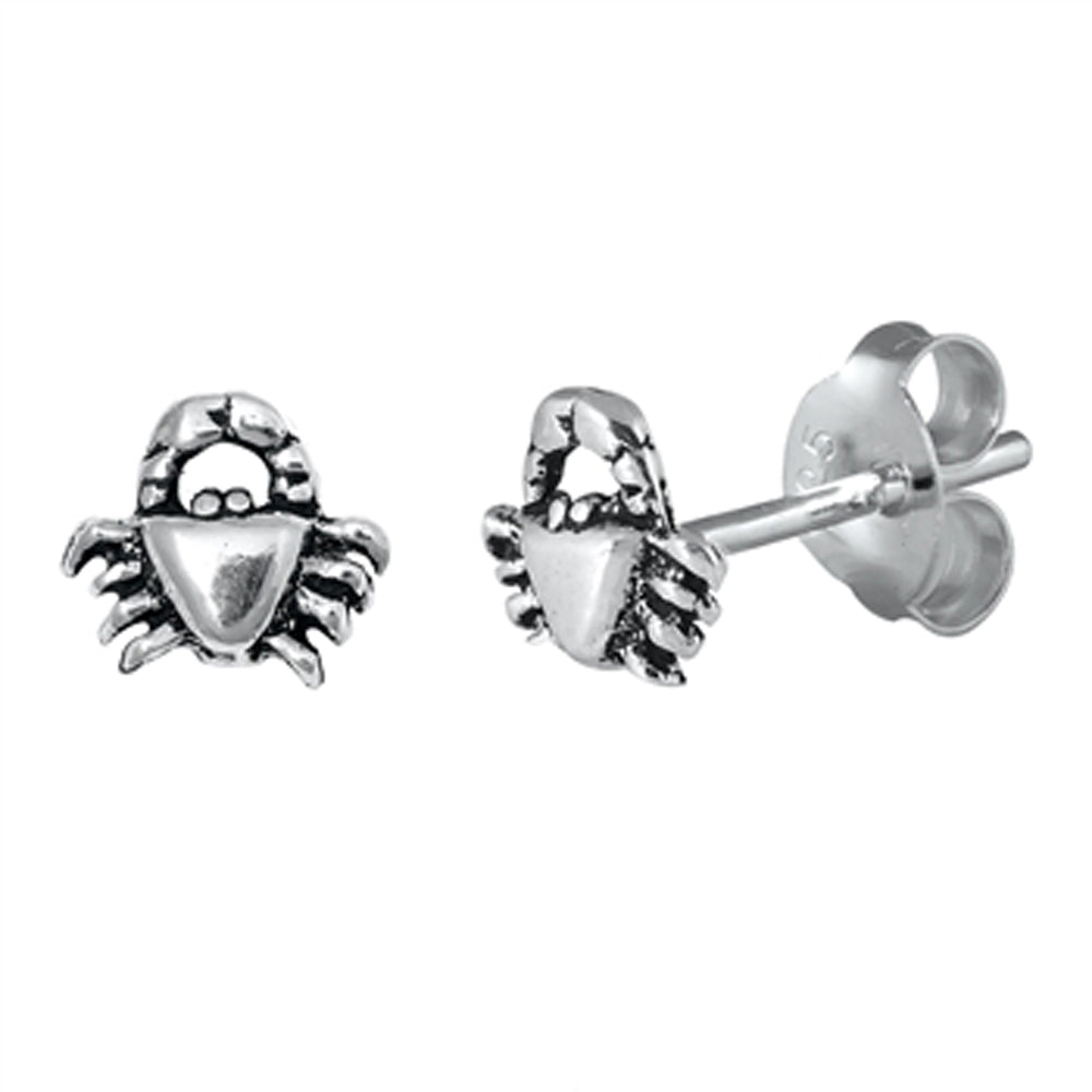 Sterling Silver Crab Animal Ocean Nature Shell Stud Earrings 925 New