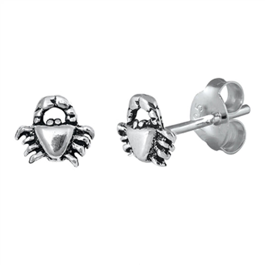 Sterling Silver Crab Animal Ocean Nature Shell Stud Earrings 925 New