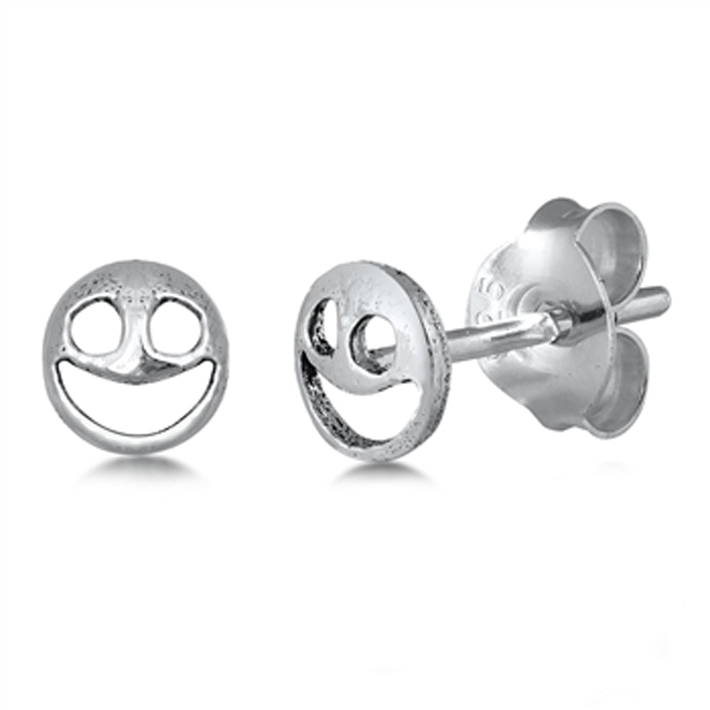 Sterling Silver Smile Happy Face Cute High Polish Stud Earrings 925 New