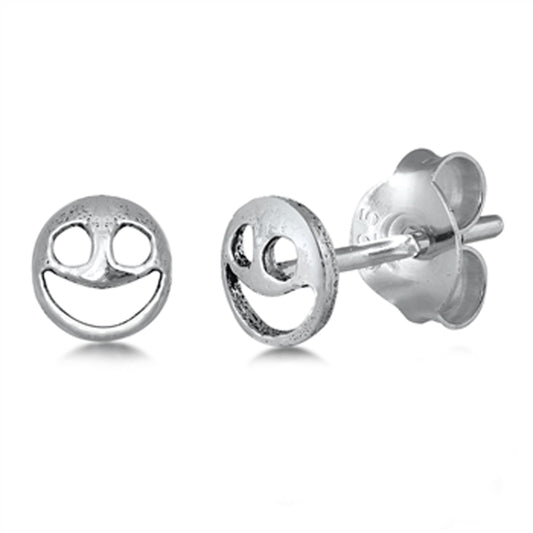 Sterling Silver Smile Happy Face Cute High Polish Stud Earrings 925 New