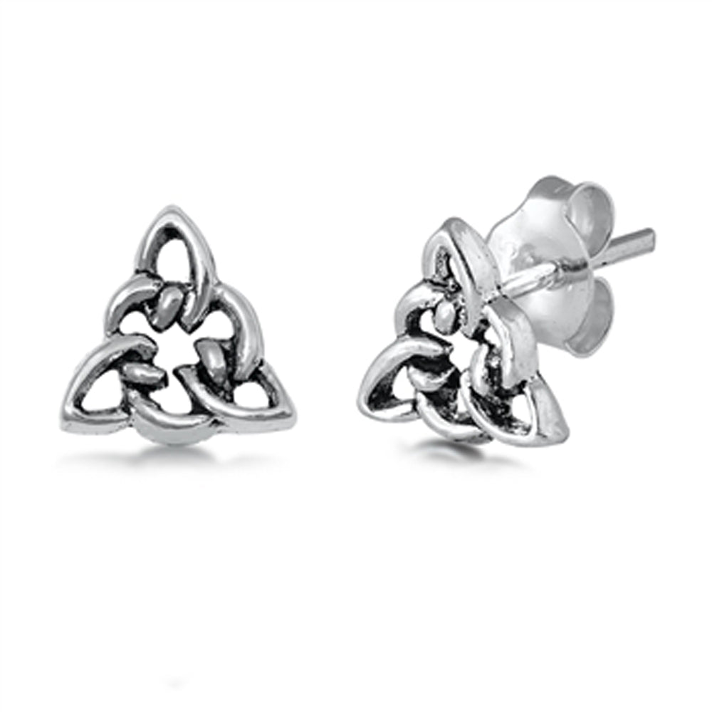 Sterling Silver Celtic Triquetra Knot Trinity Triangle Loop Unique Earrings
