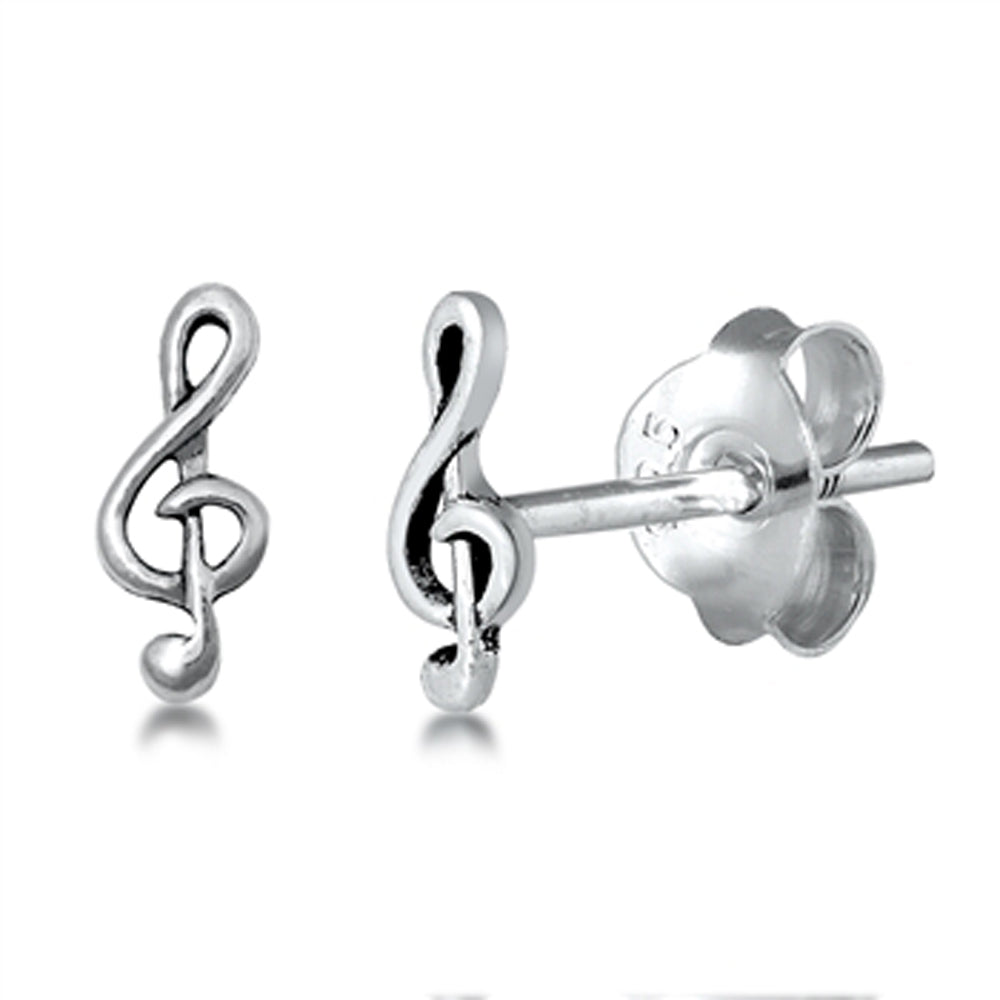 Sterling Silver Filigree Swirl Classic Music Note G Clef Choir Musician Earrings