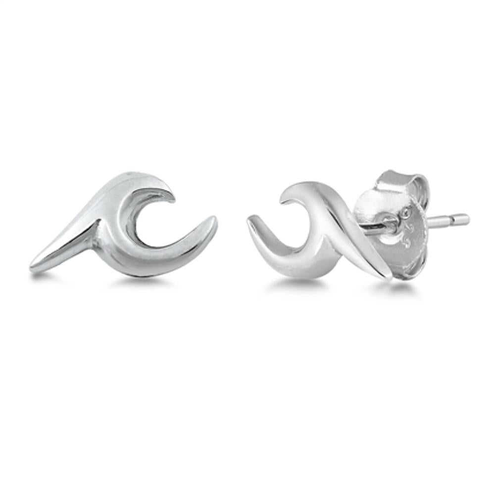 Sterling Silver Wholesale Beach Ocean Wave High Polished Earrings .925 New