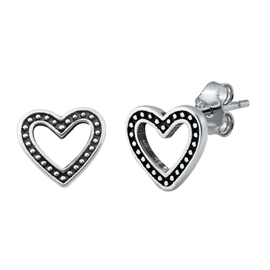 Sterling Silver Promise Heart Granulated Bali Open Love Cute Earrings 925 New