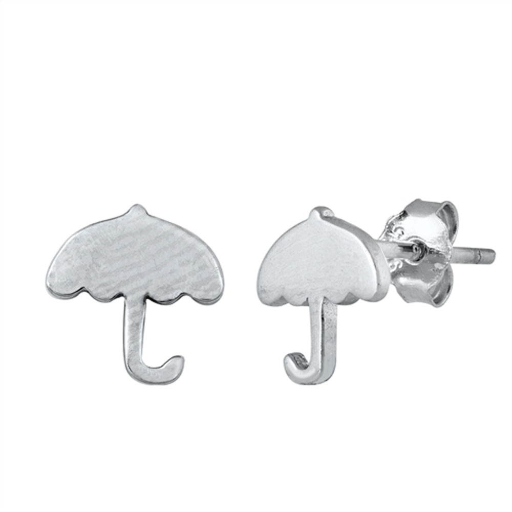 Sterling Silver Umbrella High Polish Cute Stud Earrings 925 New