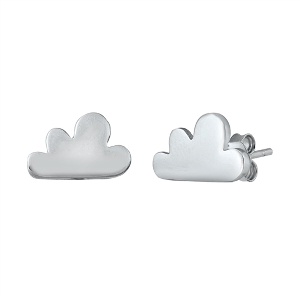 Sterling Silver Sky Simple Cloud High Polish Modern Minimalist Cute Earrings 925