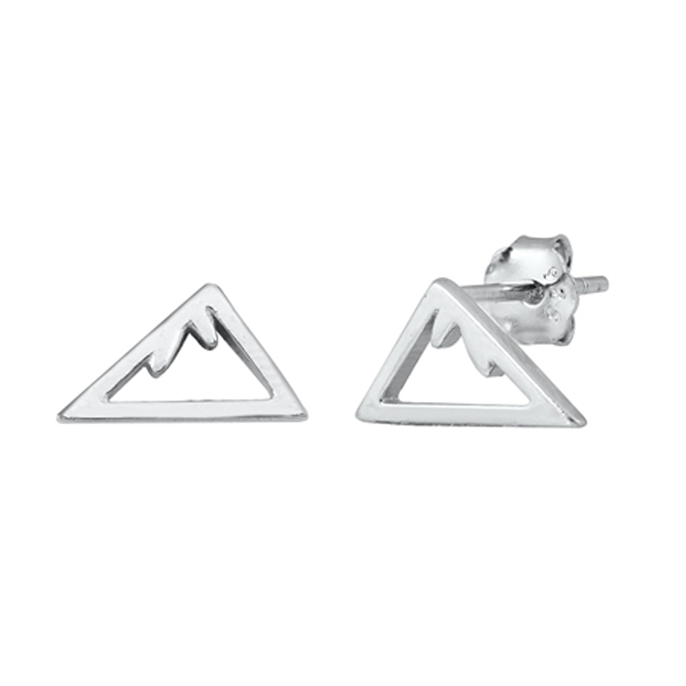 Sterling Silver Modern Mountain Simple Nature Outline Minimalist Earrings 925