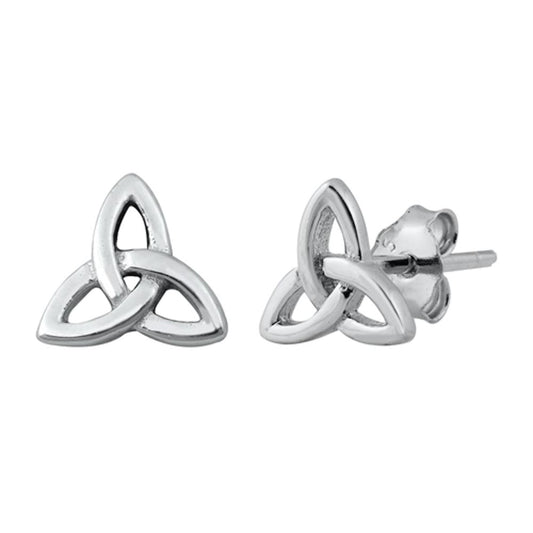 Sterling Silver Celtic Triquetra Knot Stud Earrings Push Back 925 New
