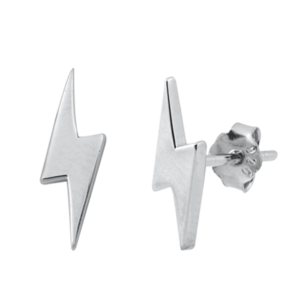 Sterling Silver Lightning Bolt Zig Zag Storm High Polish Earrings 925 New