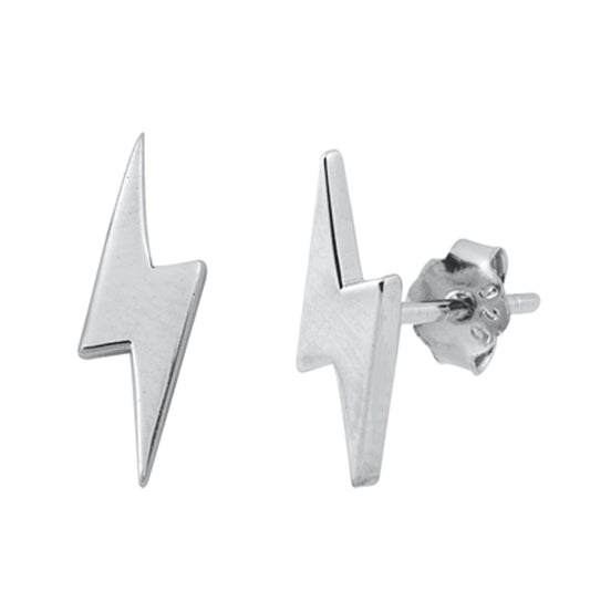 Sterling Silver Lightning Bolt Zig Zag Storm High Polish Earrings 925 New