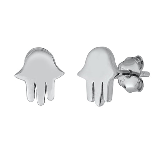 Sterling Silver Hamsa Hand of God High Polish Minimalist Simple Earrings 925 New