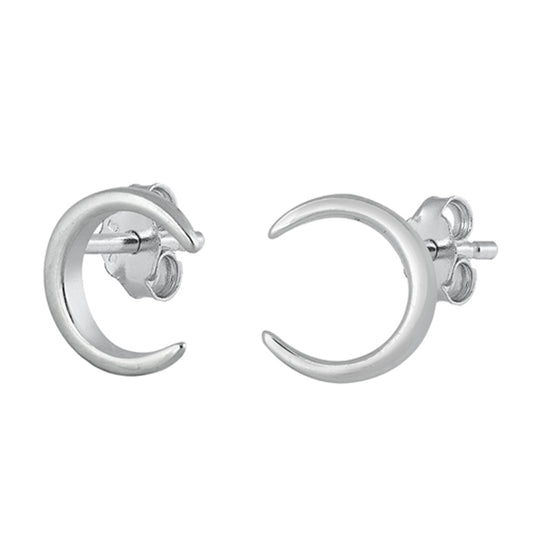 Sterling Silver Celestial Crescent Moon Slim Thin Polish Mystic Galaxy Earrings