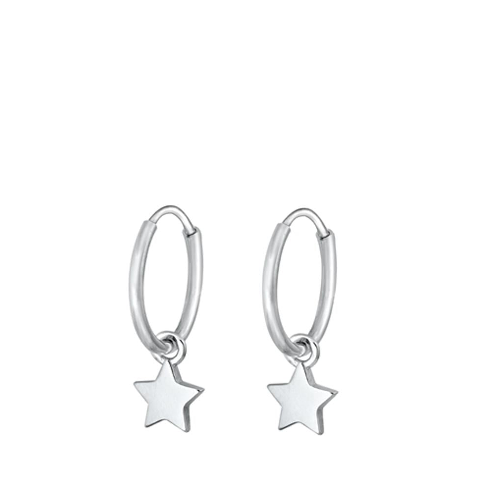 Sterling Silver Wholesale Astrological Star Dangle Hoop Earrings .925 New