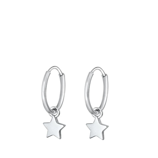 Sterling Silver Wholesale Astrological Star Dangle Hoop Earrings .925 New