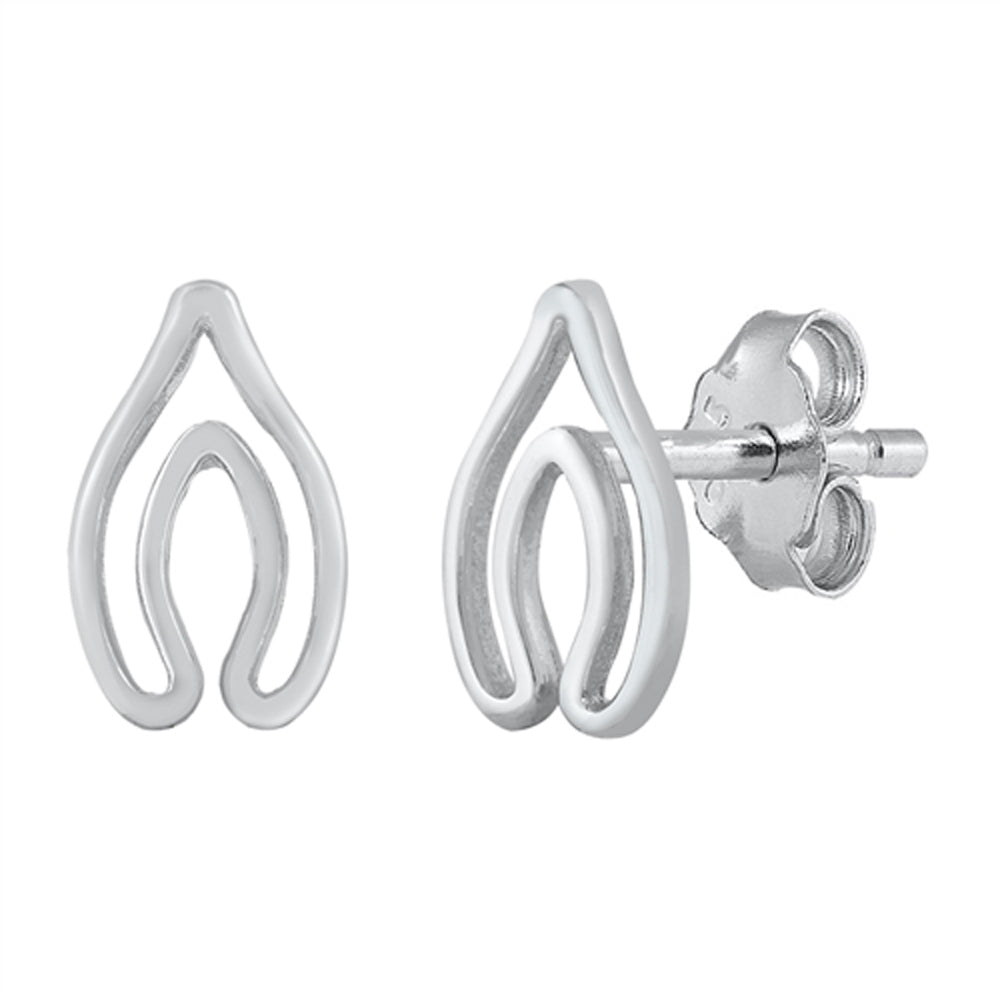 Sterling Silver Wishbone Good Luck Superstition High Polished Earrings 925 New