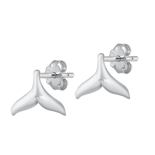 Sterling Silver Whale Tail Animal Ocean Beach High Polished Earrings 925 New