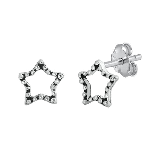 Sterling Silver Granulated Star Outline Open Night Sky Mystic Earrings 925 New