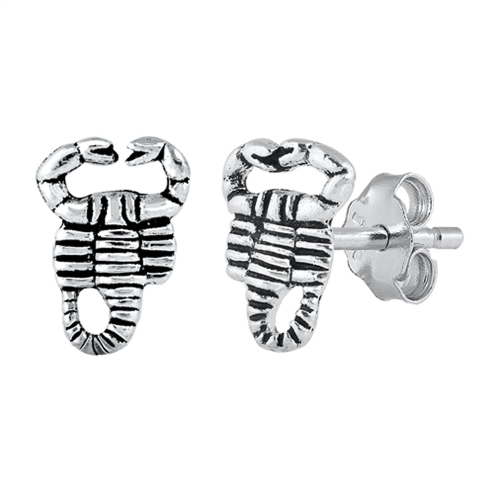 Sterling Silver Scorpion Desert Zodiac Animal Oxidized Earrings 925 New