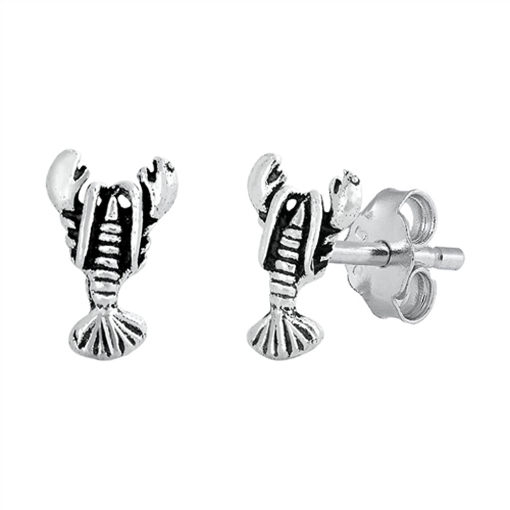 Sterling Silver Beach Lobster Crawfish Crustacean Animal Ocean Earrings 925 New