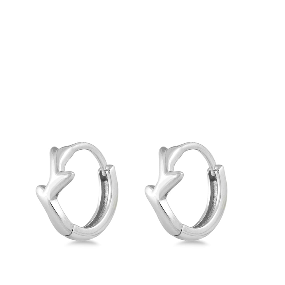 Sterling Silver Tree Branch Hoop Huggy Antler Elegant Earrings 925 New
