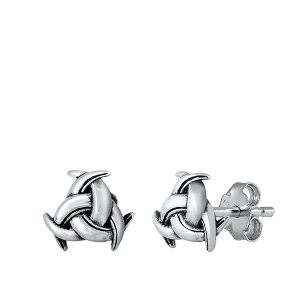 Sterling Silver Celtic Knot Triangle Weave Unique Earrings Oxidized 925 New