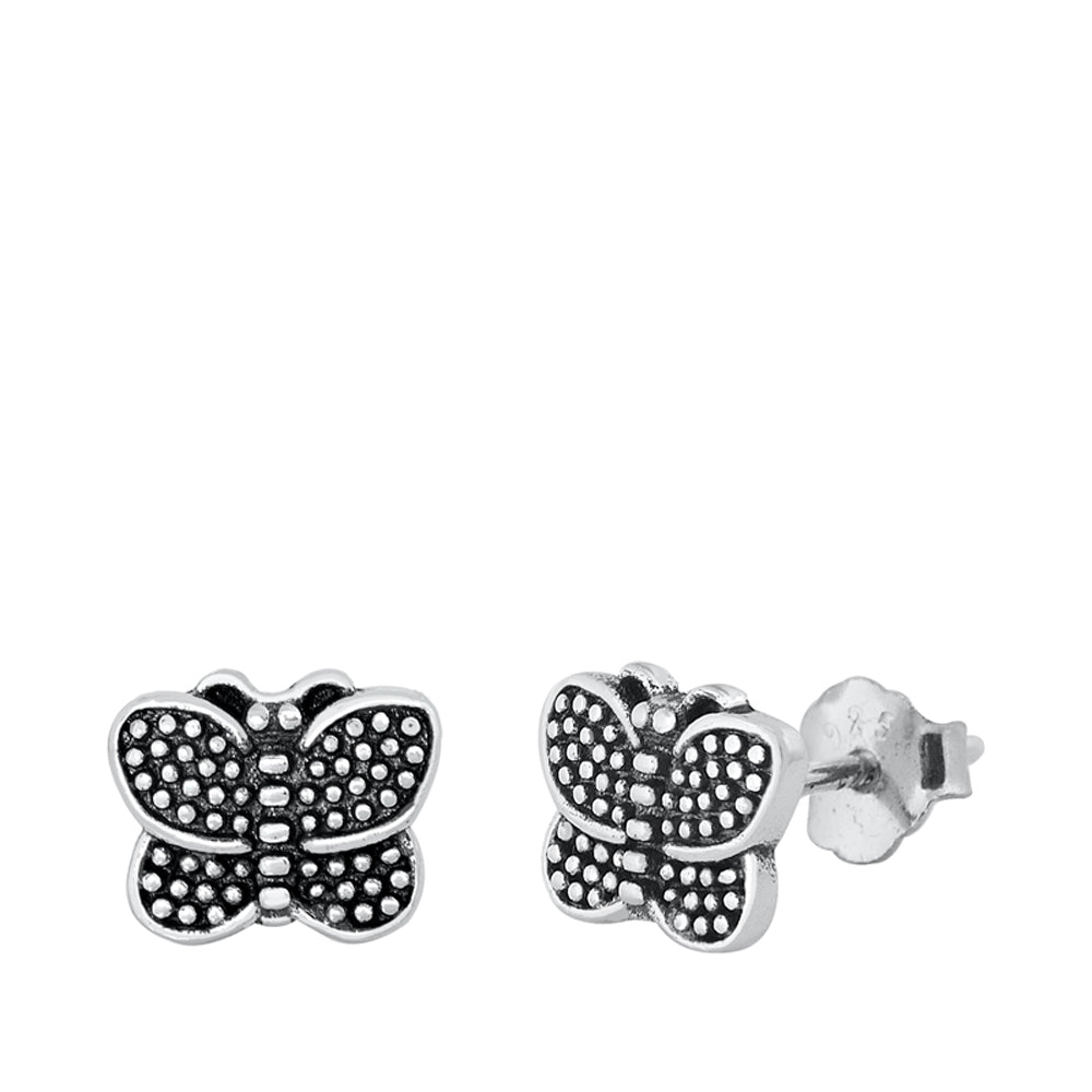 Sterling Silver Oxidized Butterfly Animal Nature Garden Earrings Oxidized 925