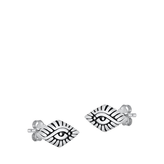 Sterling Silver All Seeing Eye Stud Earrings Oxidized Evil Eye Post 925 New