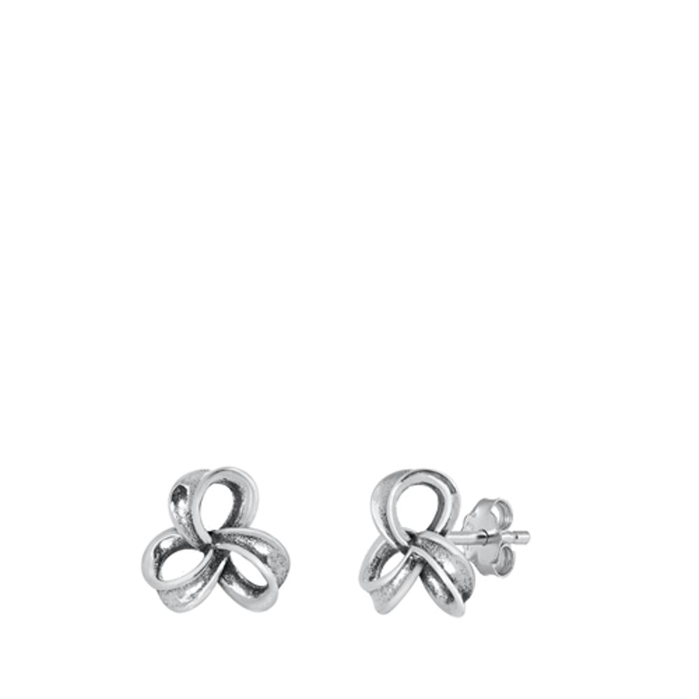 Oxidized Sterling Silver Trinity Knot Stud Earrings Love Knot 925 New