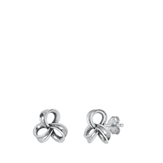 Oxidized Sterling Silver Trinity Knot Stud Earrings Love Knot 925 New