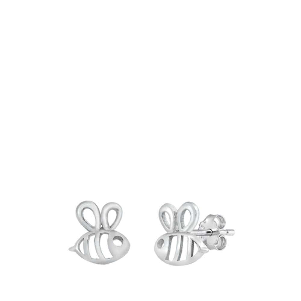 Sterling Silver Wholesale Bumble Bee Outline Fashion Stud Earrings 925 New