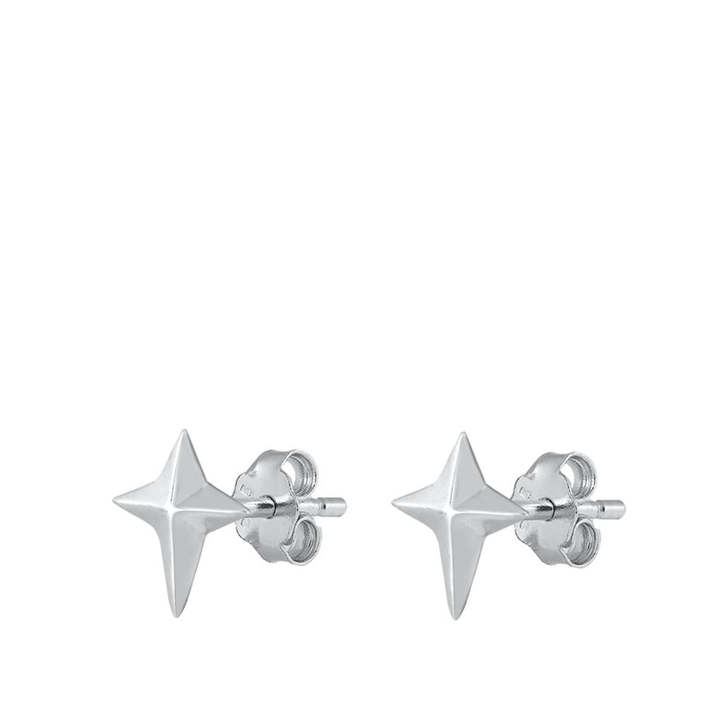 Sterling Silver Classic Twinkle Star Stud Earrings 925 New