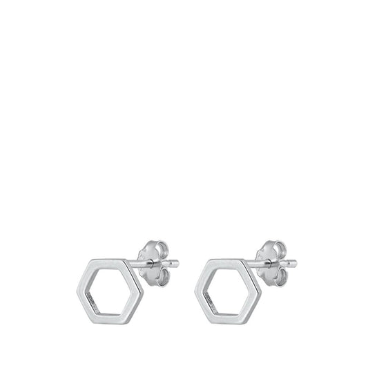 Sterling Silver Beautiful Hexagon Fashion Honeycomb Earrings 925 New