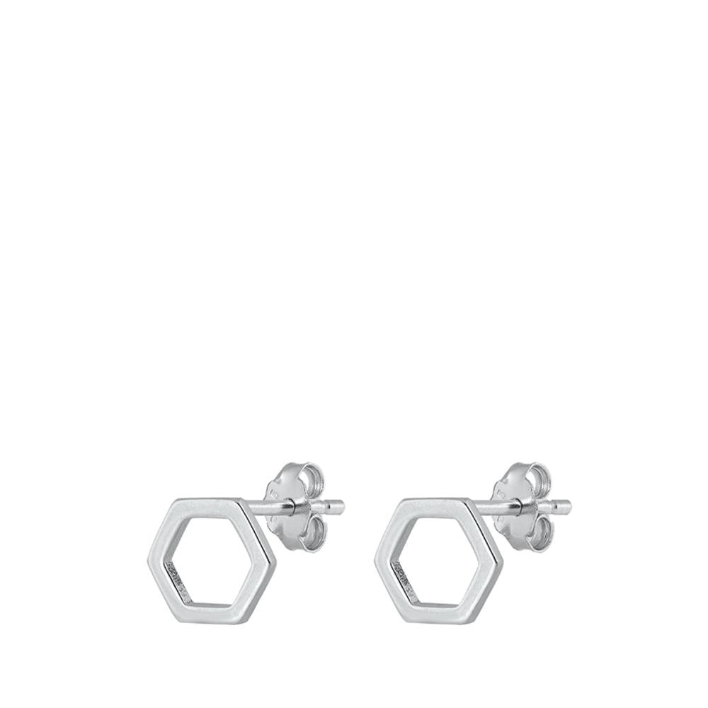 Sterling Silver Beautiful Hexagon Fashion Honeycomb Earrings 925 New